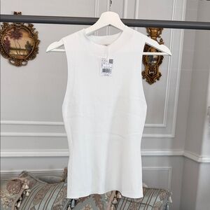 NWT Mango White Ribbed Tank Top Size M